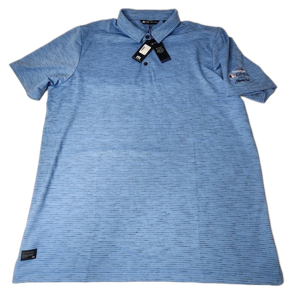 Travis Mathew Base Jump Men's 2XL Golf Polo Shirt Stripes Stretch Capital 1 Open